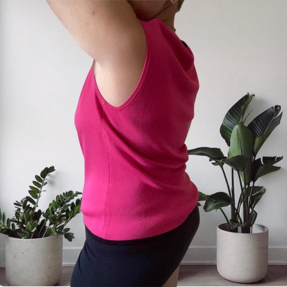 Vintage Y2K Tank Preppy Barbie Style Tank Blouse Pink Black XL - Picture 2 of 8